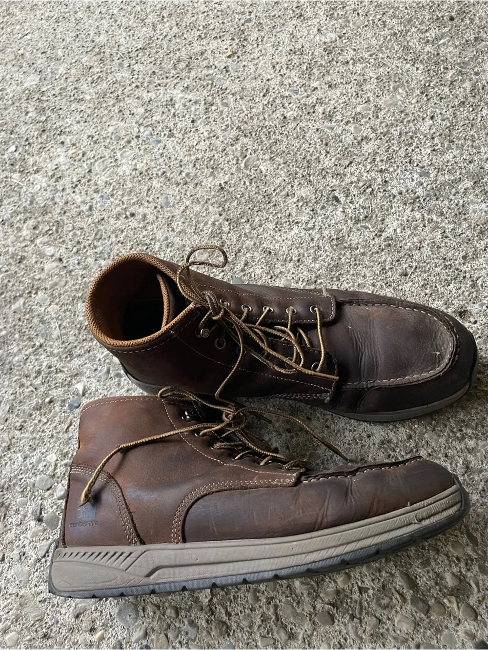 CARHARTT Men's Size 11.5 M CMX4023 Lightweight Casual Wedge Brown Work Boots